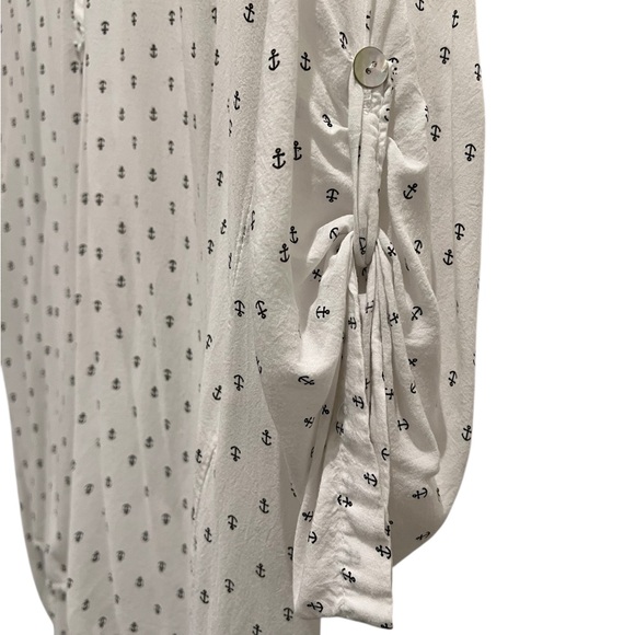 White Women’s Shirt with Black Anchor Pattern - Picture 3 of 6